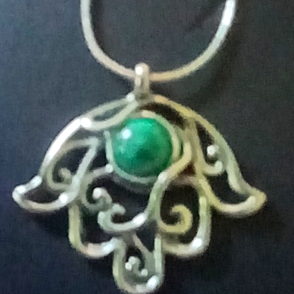 Didae Sterling Hamsa Necklace with Eilat Stone